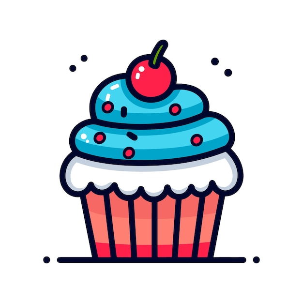 Ilustración de vector de cupcake de cereza dulce