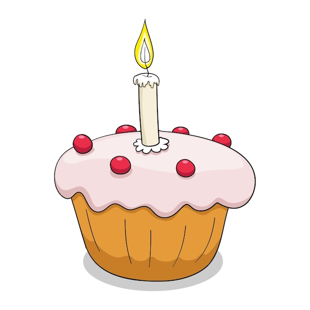 Ilustración de vector de cupcake con contornos