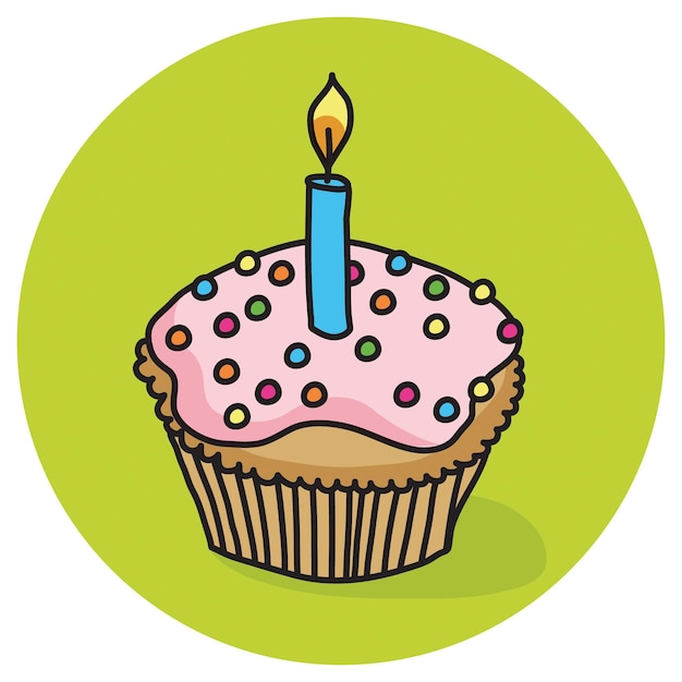 Ilustración de vector de cupcake de cumpleaños