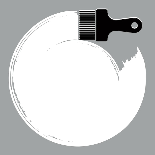 Ilustración de vector de curva en blanco y negro, forma circular cepillada. Figura redonda grunge monocromática, muestra acrílica creada con pincel.