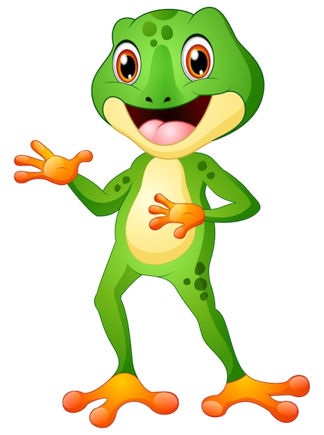 Ilustración de vector de cute frog cartoon posando