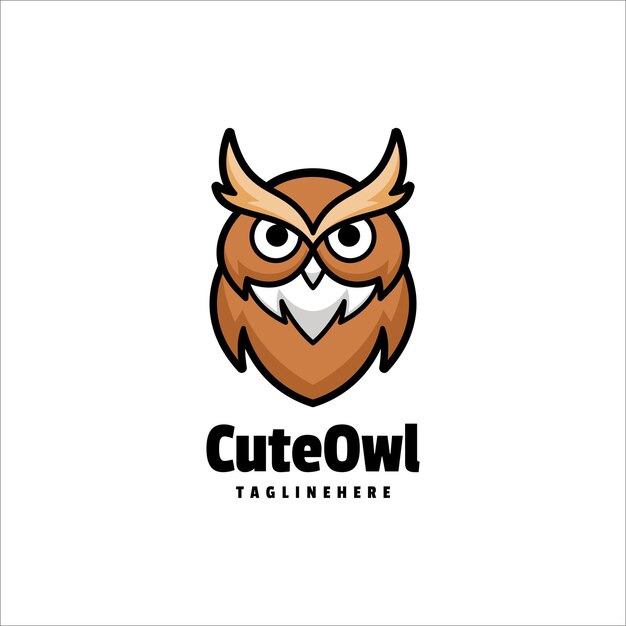 Vector ilustración vector cute owl diseño del logotipo de dibujos animados de la mascota