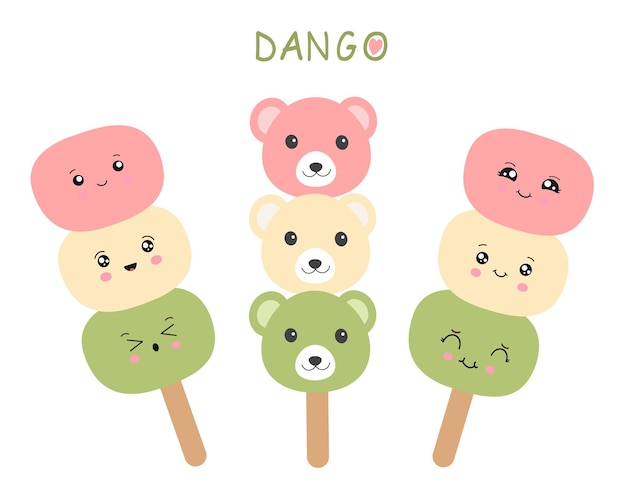 Ilustración Vector Dango Estilo Colorido