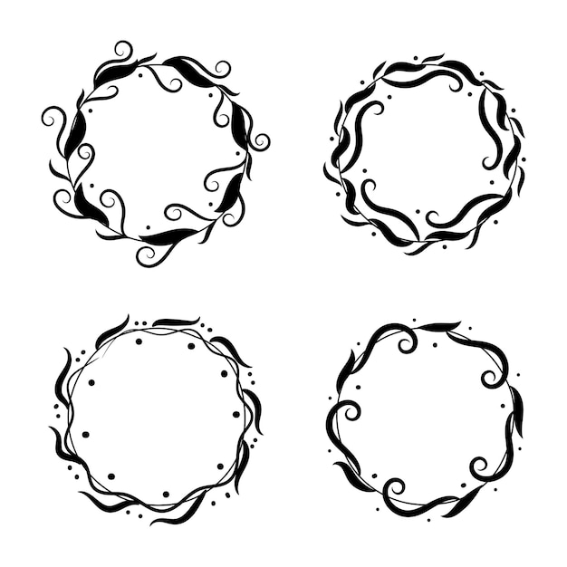 Vector ilustración de vector de decoración de arte de diseño plano de marco redondo floral artístico