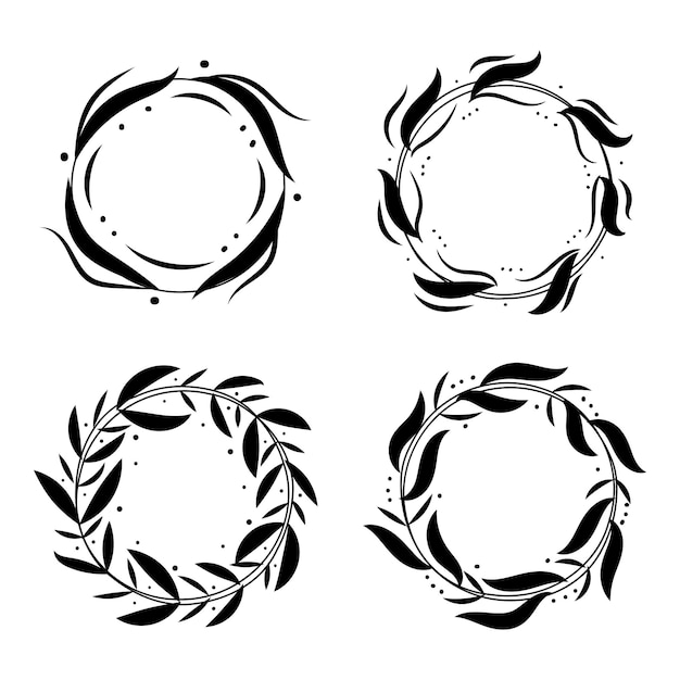 Ilustración de vector de decoración de arte de diseño plano de marco redondo floral artístico