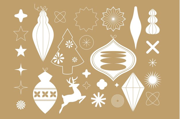 Ilustración de vector con decoración geométrica y garland para Navidad y feliz año nuevo fondo