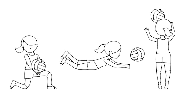 Ilustración de vector de deporte de niña de voleibol