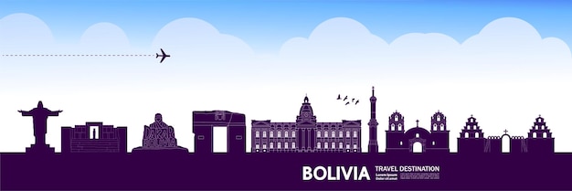 Ilustración de vector de destino de viaje de bolivia.