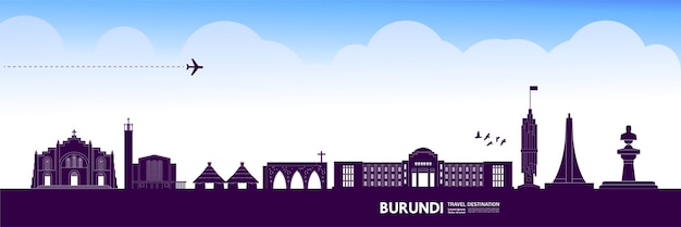 Ilustración de vector de destino de viaje de burundi deep purple