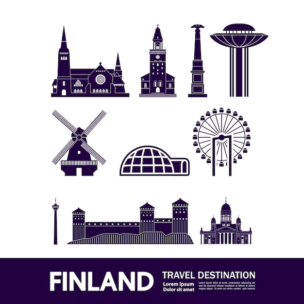 Ilustración de vector de destino de viaje de Finlandia.