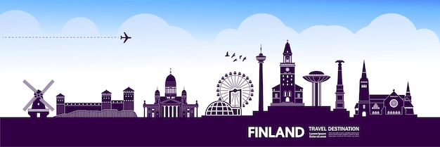 Ilustración de vector de destino de viaje de finlandia.