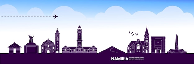 Ilustración de vector de destino de viaje de namibia.