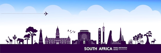 Ilustración de vector de destino de viaje de sudáfrica.