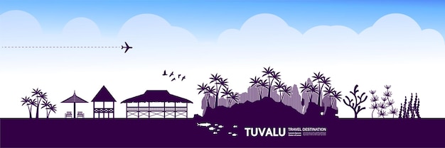 Ilustración de vector de destino de viaje de Tuvalu.
