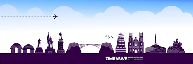 Ilustración de vector de destino de viaje de zimbabue.