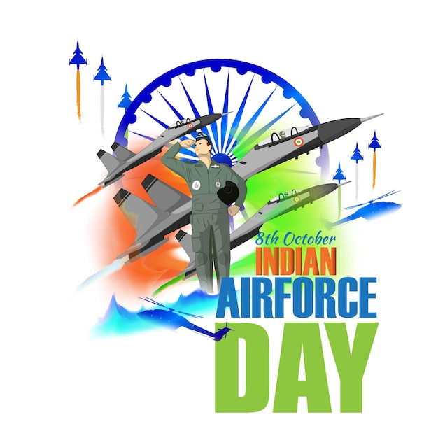 Vector la ilustración de vector de día de la fuerza aérea india de indian jet air muestra sobre fondo abstracto