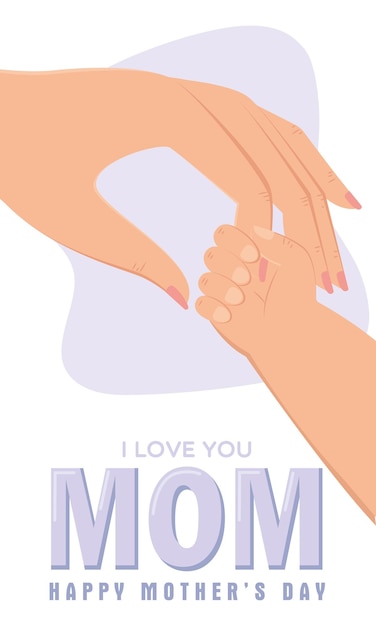 Ilustración de vector de día de la madre de manos aisladas de mamá y bebé