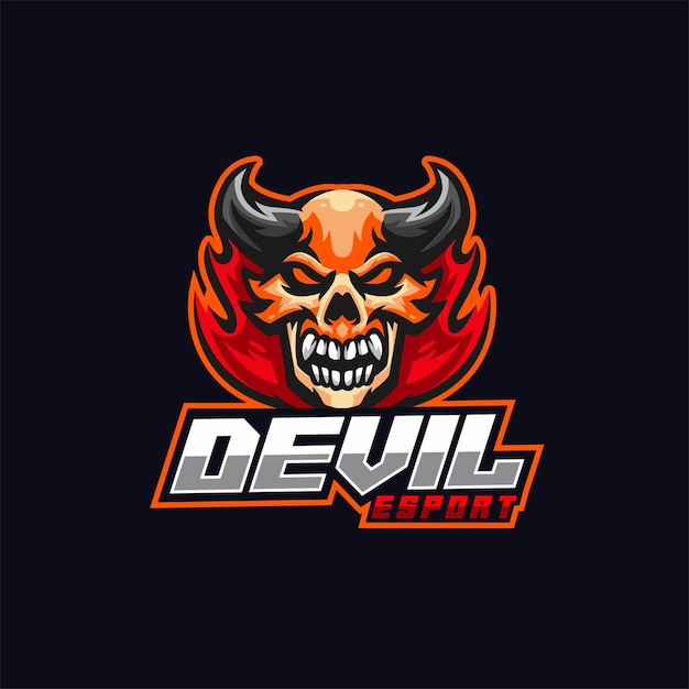 Ilustración vector diablo rojo esport mascota logo estilo