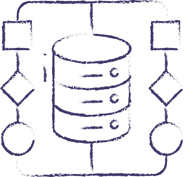 Ilustración de vector dibujado a mano algoritmo de base de datos