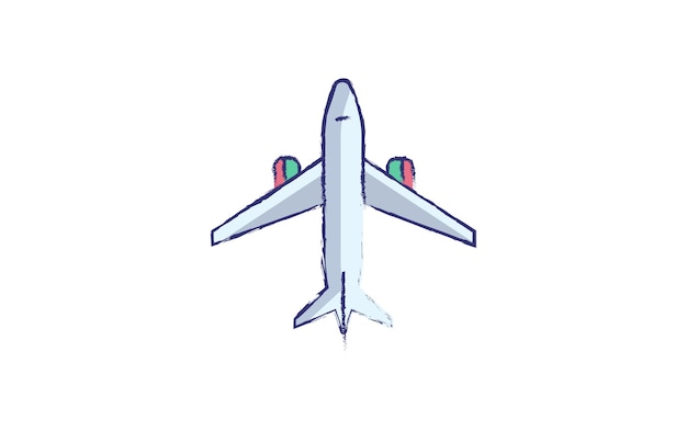 Vector ilustración de vector dibujado a mano de avión