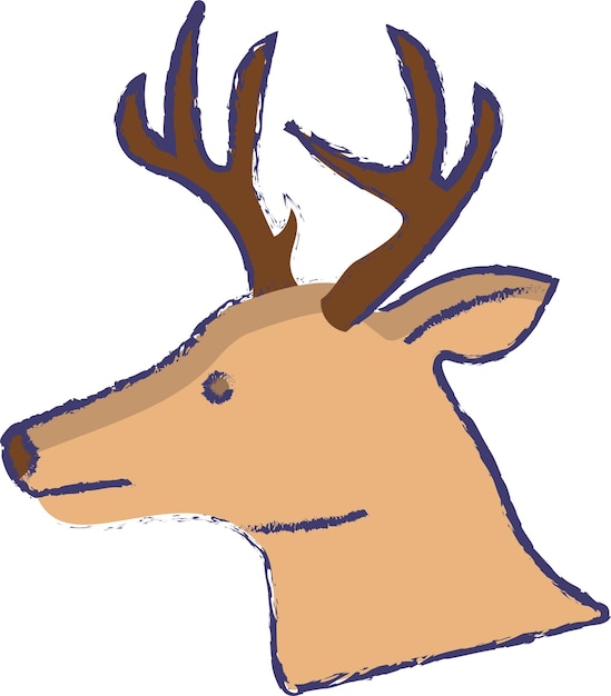 Ilustración de vector dibujado a mano cara de ciervo