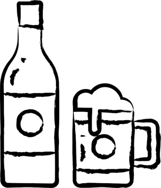 Ilustración de vector dibujado a mano de cerveza