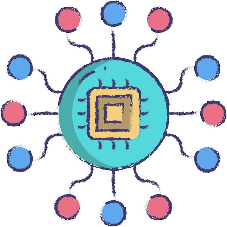 Vector ilustración de vector dibujado a mano de chip ai