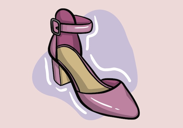 Vector ilustración de vector dibujado a mano de elegante zapato de mujer rosa de moda con tacón alto