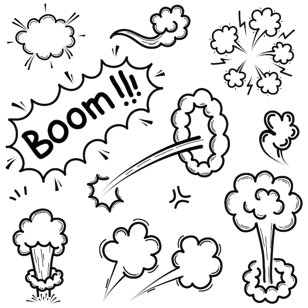 Ilustración de vector dibujado a mano de estilo cómico de explosión