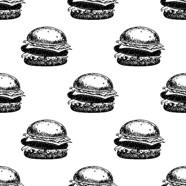 Ilustración de vector dibujado a mano de hamburguesa