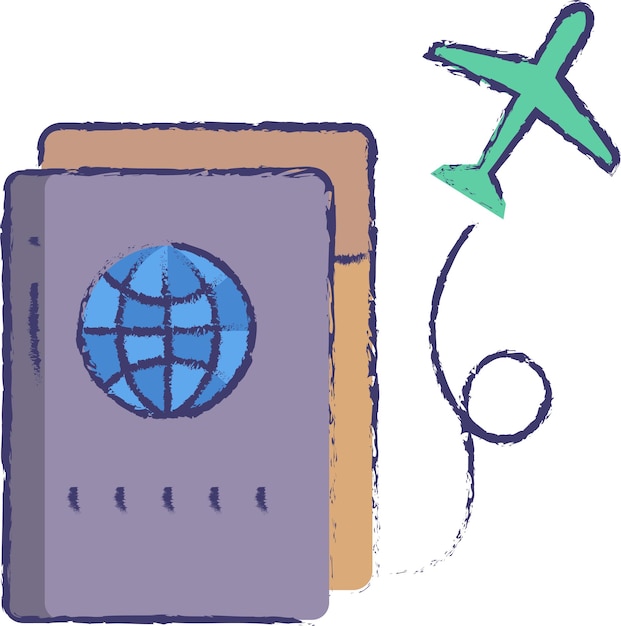 Ilustración de vector dibujado a mano pasaporte
