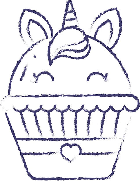Ilustración de vector dibujado a mano pasteles de taza