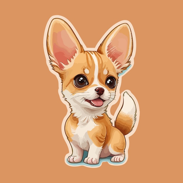 Ilustración de vector dibujado a mano de personaje de dibujos animados lindo perro