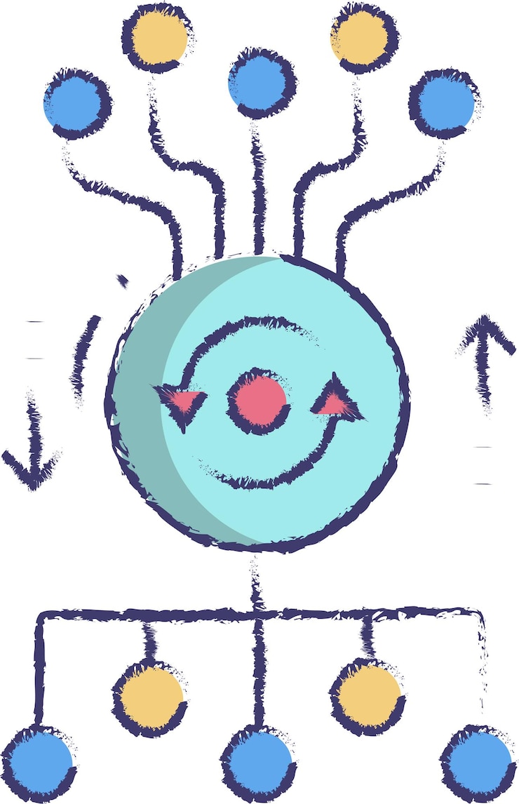 Vector ilustración de vector dibujado a mano de procesamiento ai