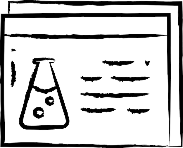 Ilustración de vector dibujado a mano química en línea