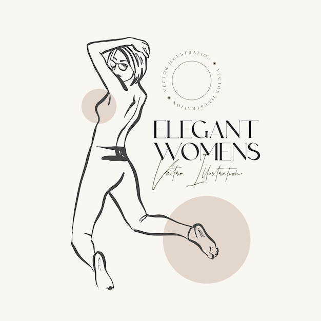 Ilustración de vector dibujado a mano silueta femenina elegante para mujer