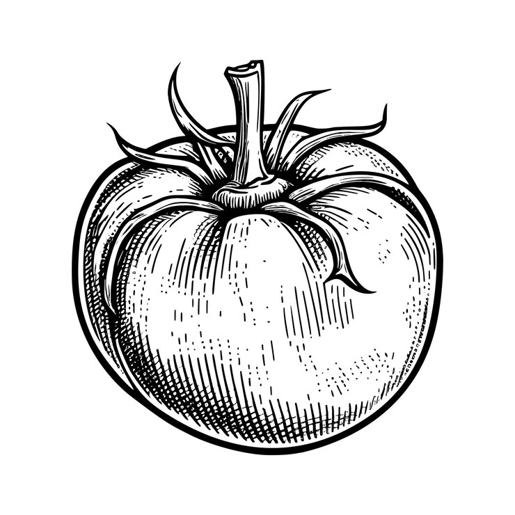 Vector ilustración de vector dibujado a mano de tomate