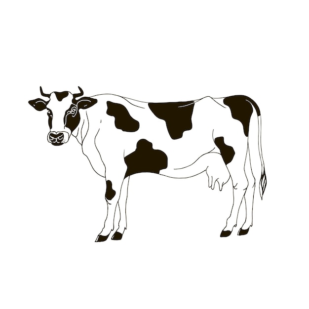 Ilustración de vector dibujado a mano de vaca