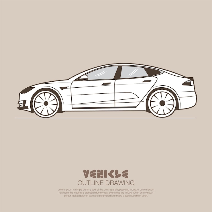 Vector ilustración de vector de dibujo de contorno de coche deportivo