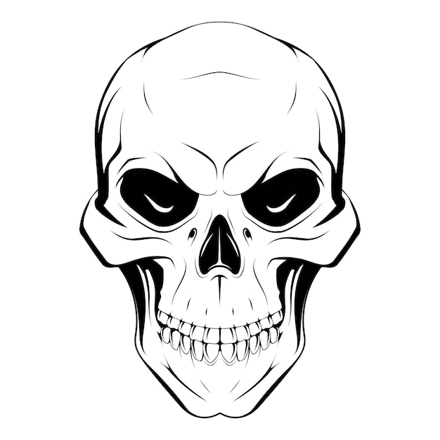 Ilustración de vector de dibujo de cráneo aislado sobre fondo blanco