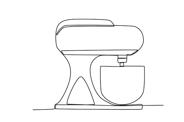 Ilustración de vector de dibujo de línea continua mezclador de utensilios de cocina
