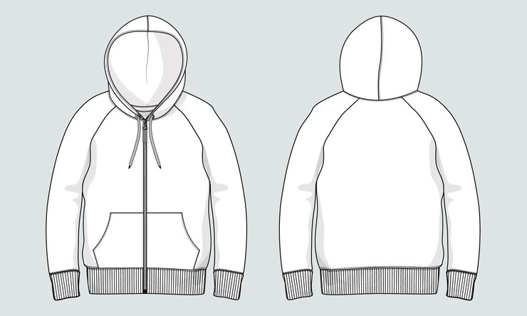 Vector ilustración de vector de dibujo plano de moda técnica con capucha