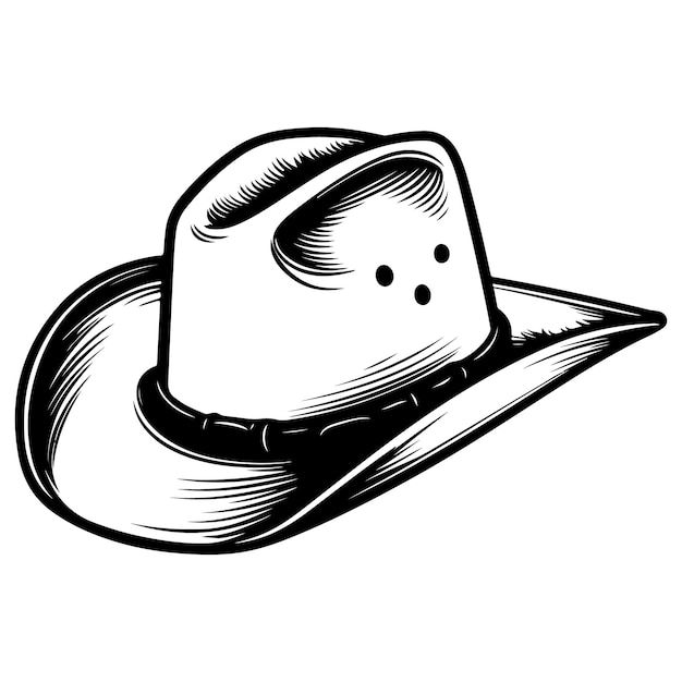 Ilustración de vector de dibujo de xilografía de sombrero de vaquero