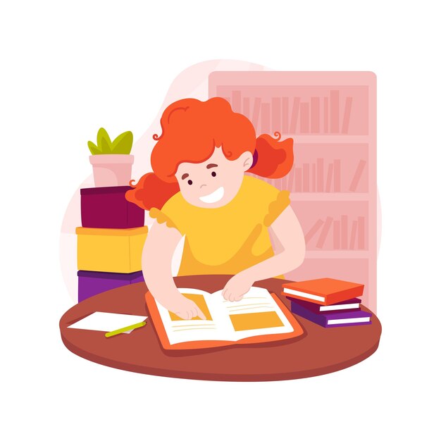 Ilustración de vector de dibujos animados aislado biblioteca escolar