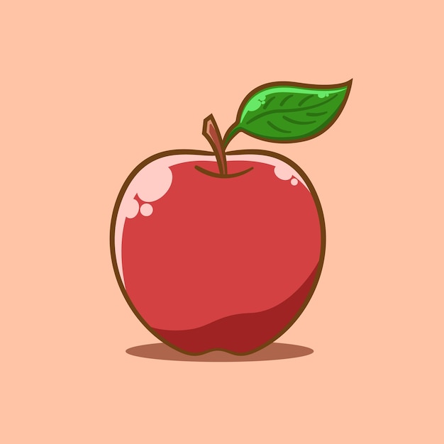 Ilustración de vector de dibujos animados aislado manzana roja fresca