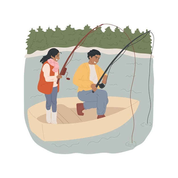 Ilustración de vector de dibujos animados aislado de pesca de barco