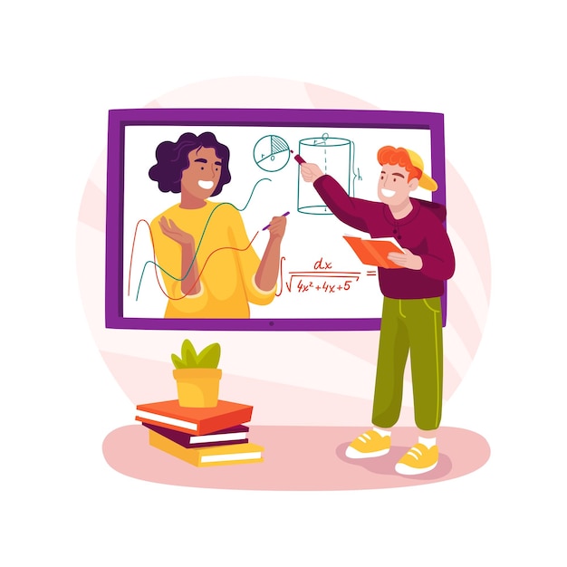 Ilustración de vector de dibujos animados aislado sistema de aprendizaje en línea