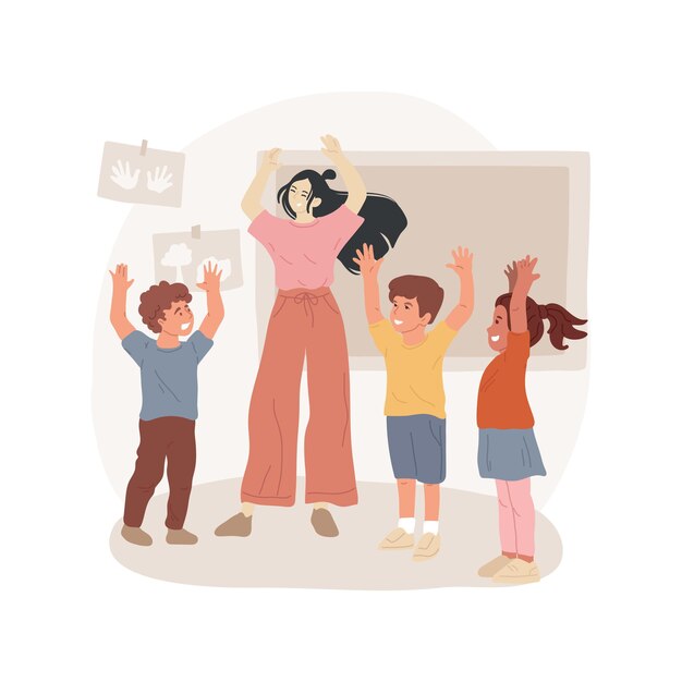 Ilustración de vector de dibujos animados aislados de calentamiento de aula