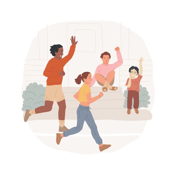 Ilustración de vector de dibujos animados aislados de competición deportiva de barrio