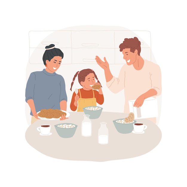 Ilustración de vector de dibujos animados aislados de desayuno